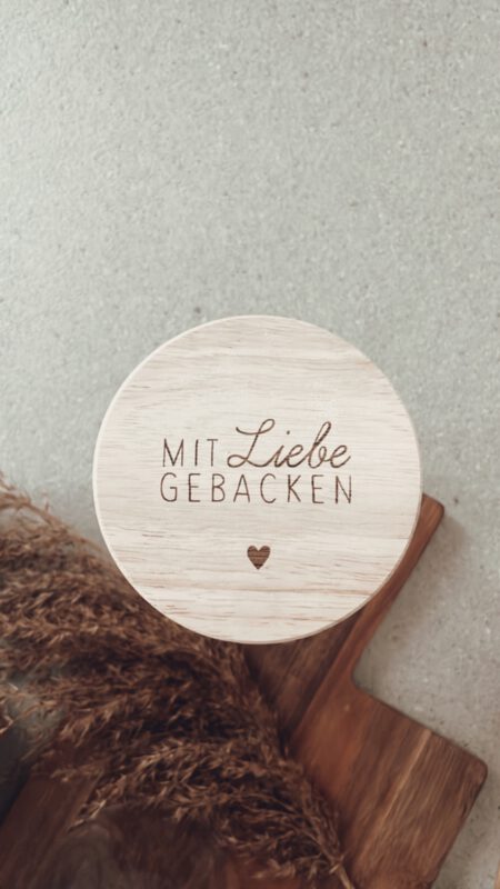 Glas "mit Liebe gebacken"